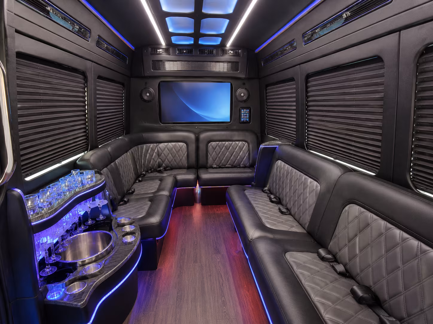 gloucester 25 passenger party bus inside